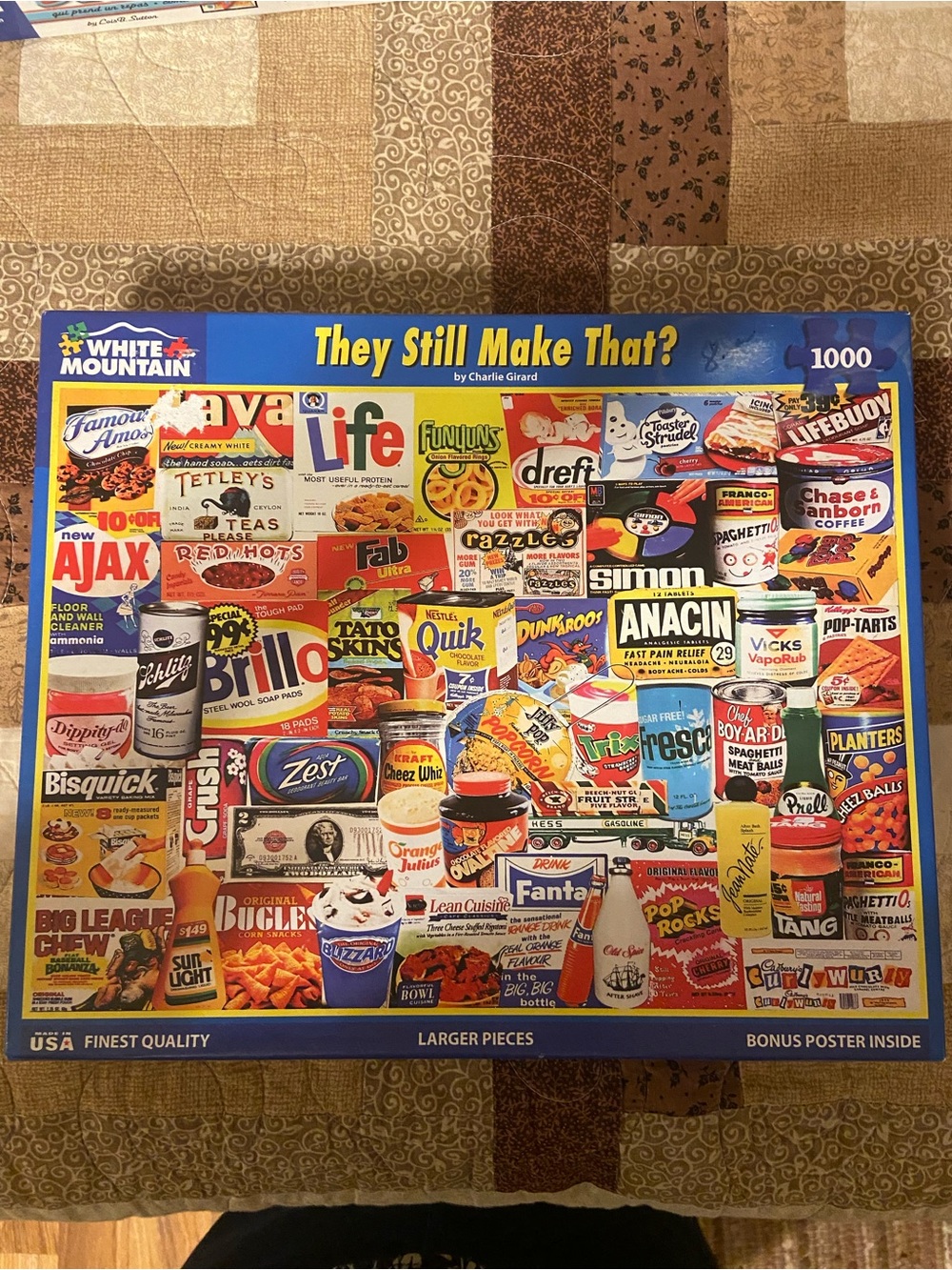 White Mountain Blue Framed Retro Brands Collage 1000 Piece Puzzle